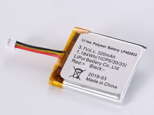 Leistungsstarke 3,7V 320MAH LP402933 Li-Ionen-Batterie mit 500-1000 Zyklen und breitem Temperaturbereich