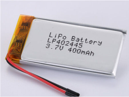 LP402445 3,7V 400MAH Silberfolie und transparente PVC-Lithium-Polymer-Batterie mit Drähten 50 mm Rotdraht und Schwarzdraht Lithium-Kobalt-Oxide