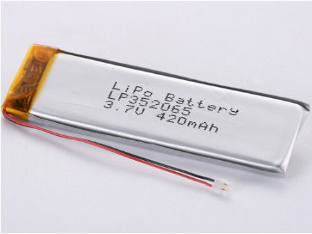 LP352065 3,7V 420MAH Lithium-Polymer-Batterie mit 50mm roten und schwarzen Drähten ROHS-zertifiziert 12 Monate Garantie