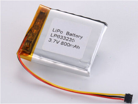 LP633235 3.7V 800MAH Li-polymer Battery CE Certified for -20°C To 60°C Industrial Applications