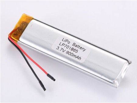 JST Connector LP701865 3.7V 800MHA ROHS Certified Lithium Polymer Battery For High Performance And Efficiency