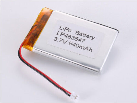 LP483547 3.7V 940MAH Lithium Polymer Battery with ROHS Certification and Wide Temperature Range