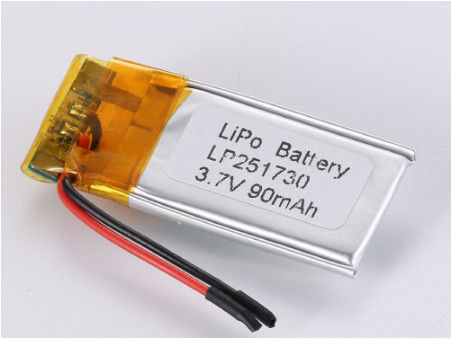 Aufladbare 3,7V 90MAH Li-Ionen-Batterien Hersteller, PCB-geschützte Lithium-Polymer-Batterie mit Überstromschutz